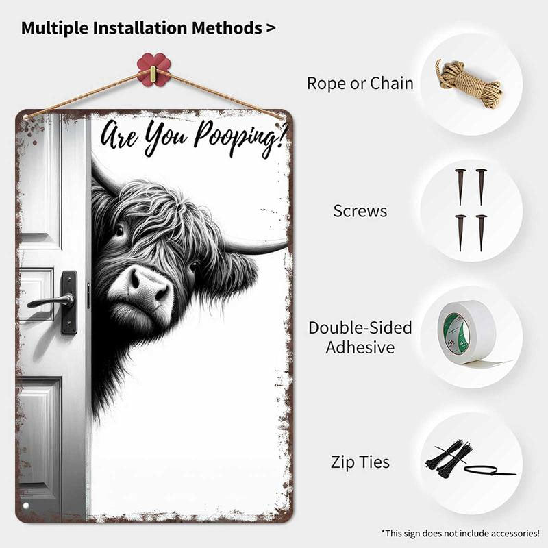 🐄 The cheeky visitor: Vintage sign with Scottish highlander