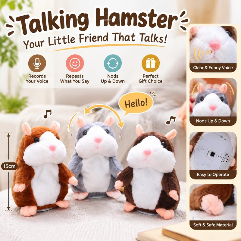 🐹 Talking hamster plush toy – repeats everything you say and shakes its head 🎁