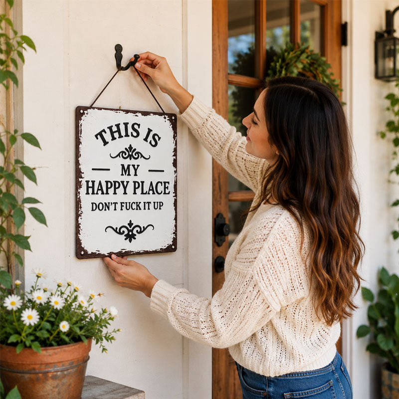 "This is my happy place" Rustic wooden hanging sign ✨🏡💖