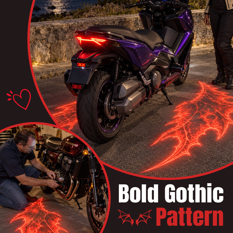 Motorcycle Devil Wing LED Projection Lights – Red Ground Effect for Night Rides