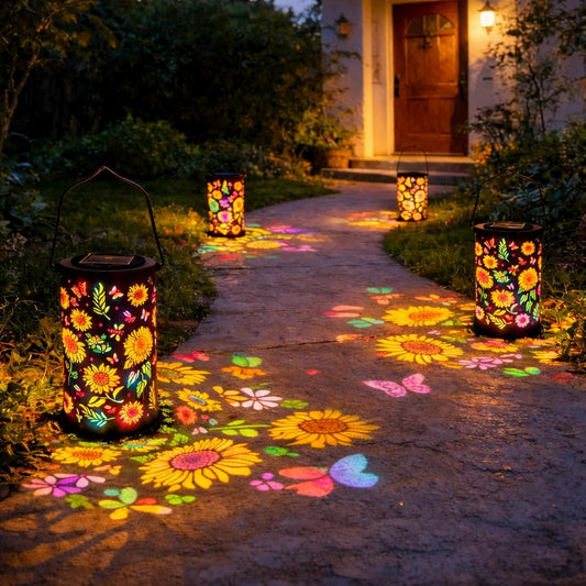 🌞Colorful solar-powered garden lantern with a sunflower light effect