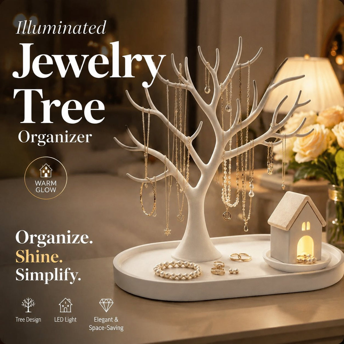 🎄Illuminated jewelry tree organizer