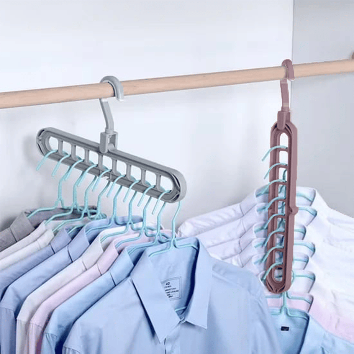 🔥👚 Multifunctional clothes drying rack with a nine-hole design—freeing up to 85% of your wardrobe space!