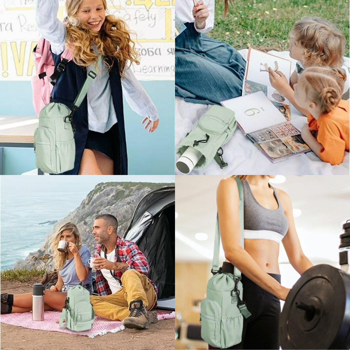 ✨Durable and waterproof💦Bottle holder sling bag with mobile phone pocket - shoulder bag with crossbody strap