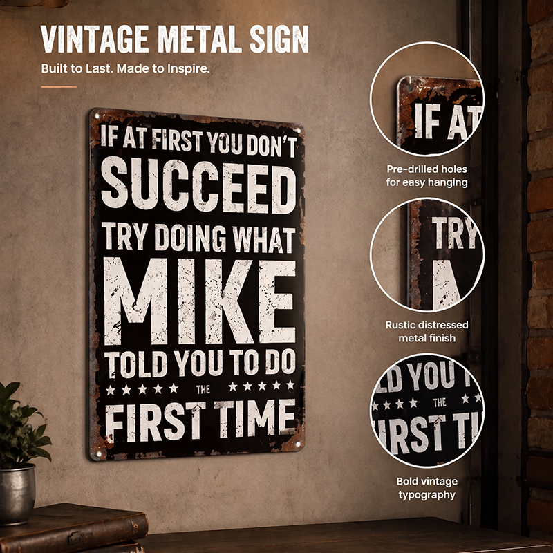 😄 Vintage Motivational Metal Sign: Witty Retro Wall Decor Plaque! 🛠️