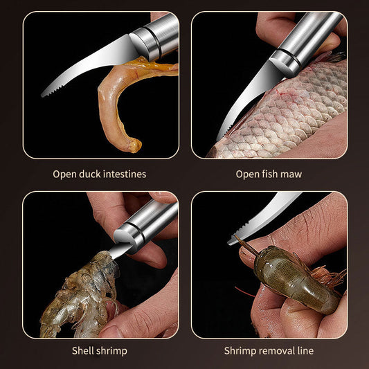 Stainless steel shrimp peeler and gutter