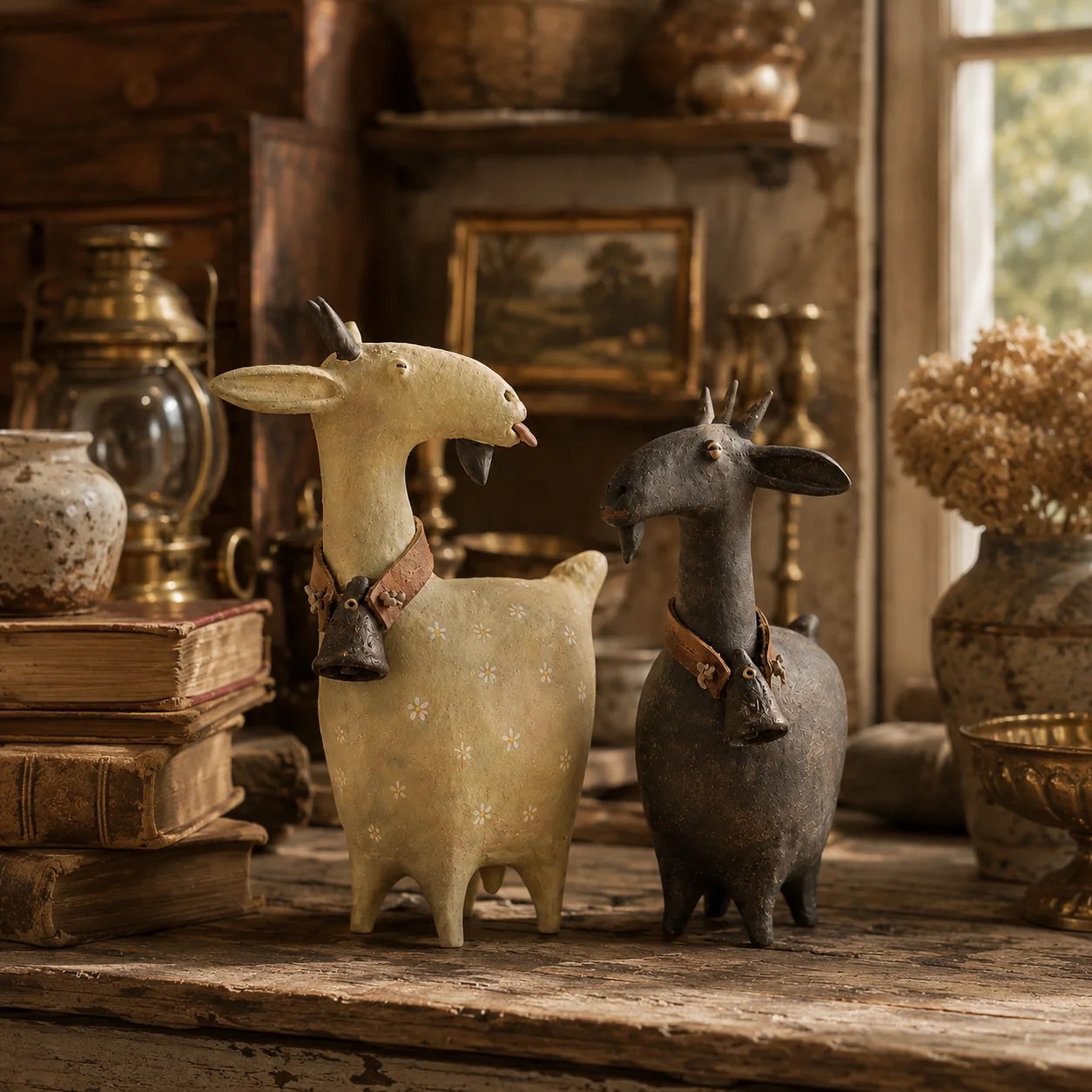 Whimsical Farmhouse Goat Figurines