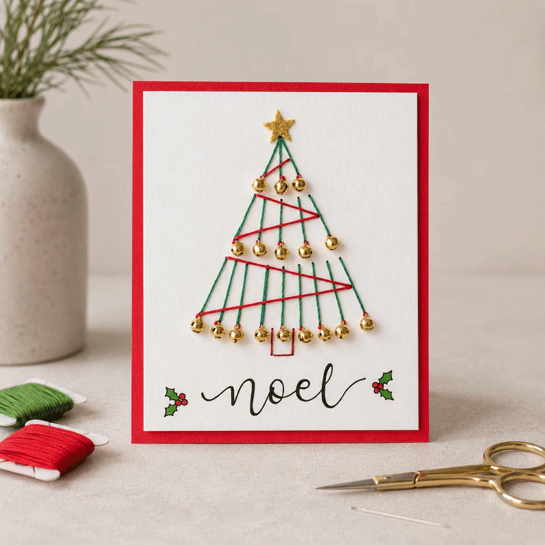 🎄🧵 DIY set for a Christmas card with string art
