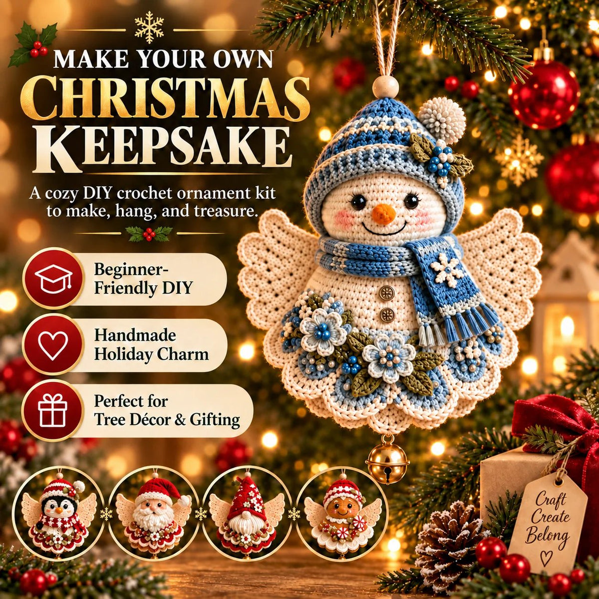 🎄 DIY kit for a crocheted Christmas angel ornament – Make it yourself, hang it up, and cherish it✨
