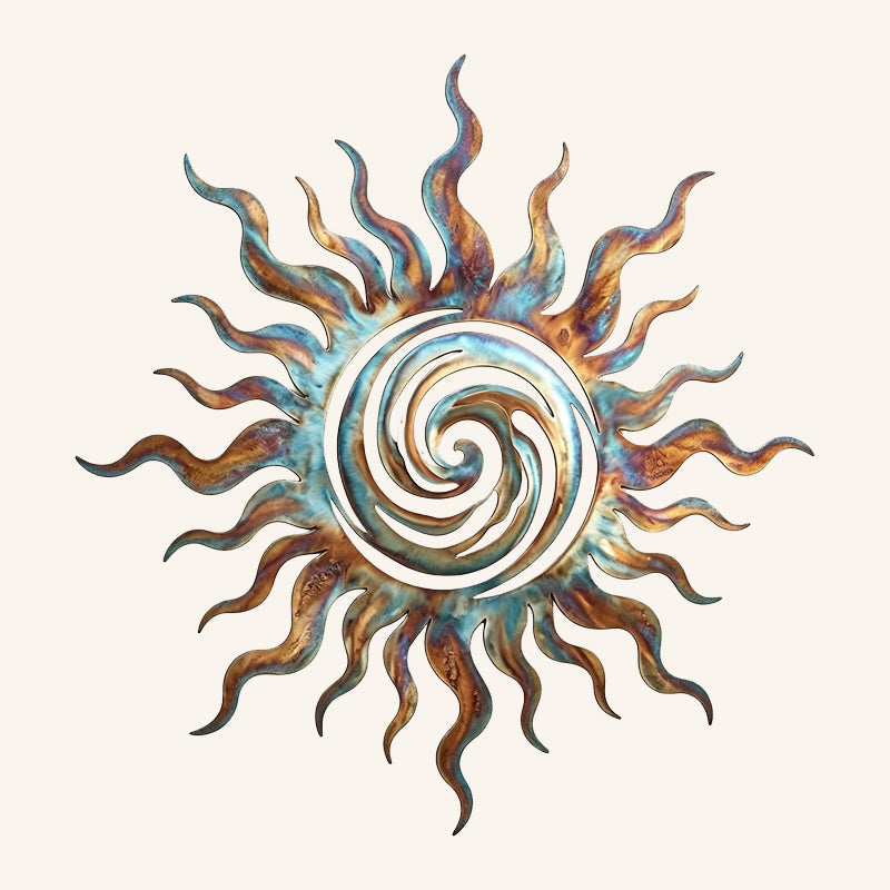 Swirling Sun Silhouette Wall Decoration for Indoor and Outdoor Use