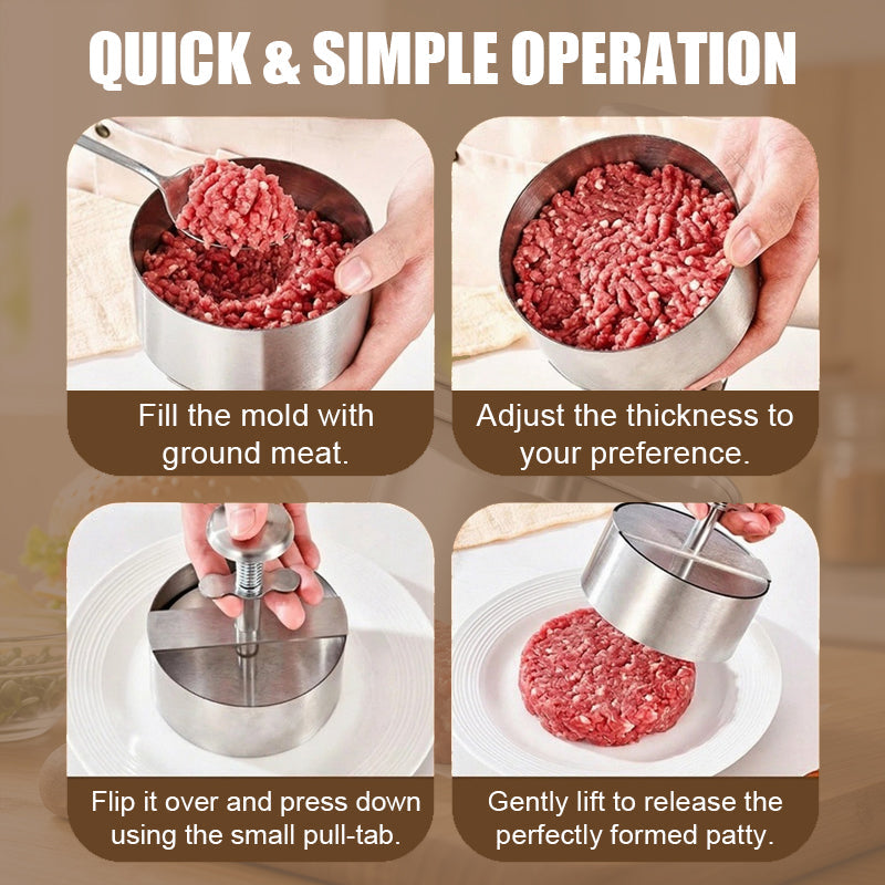 🍔 Stainless Steel Burger Press | Make Perfect Even Patties Easily