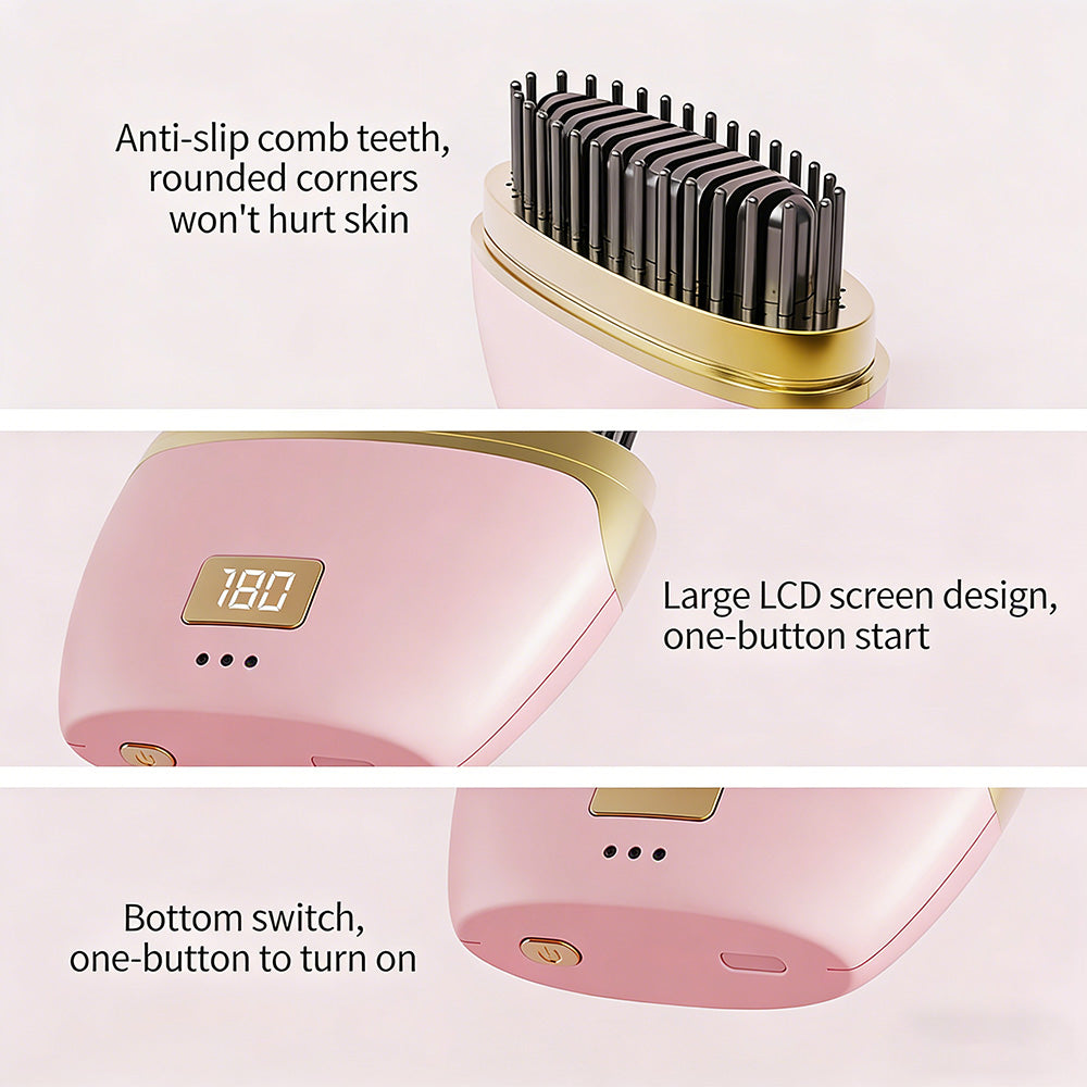 💇‍♀️Portable mini hair straightener brush with negative ions