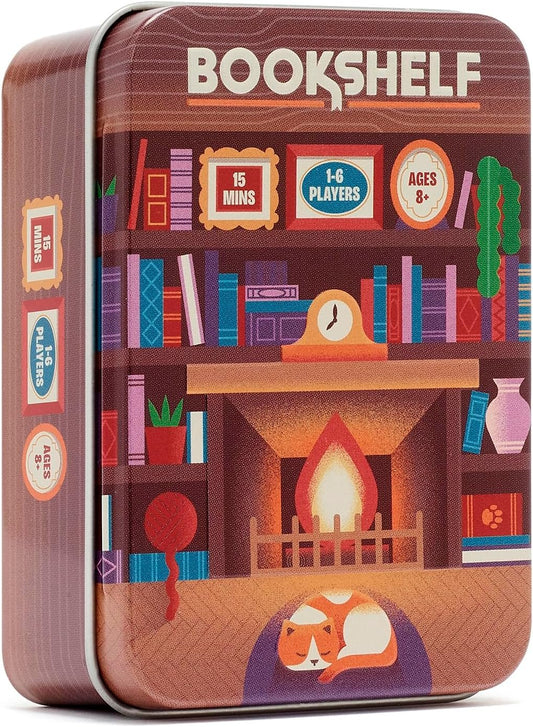 Bookshelf Cooperative Stacking Game | Skill & Balance Card and Book Tower Game in Travel Tin