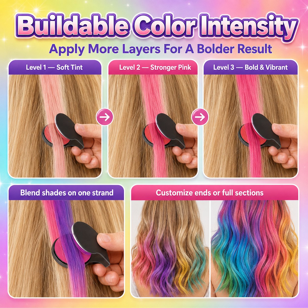 🔥Last day with 50% off – 🌈Set of 12 temporary hair crayons with applicator