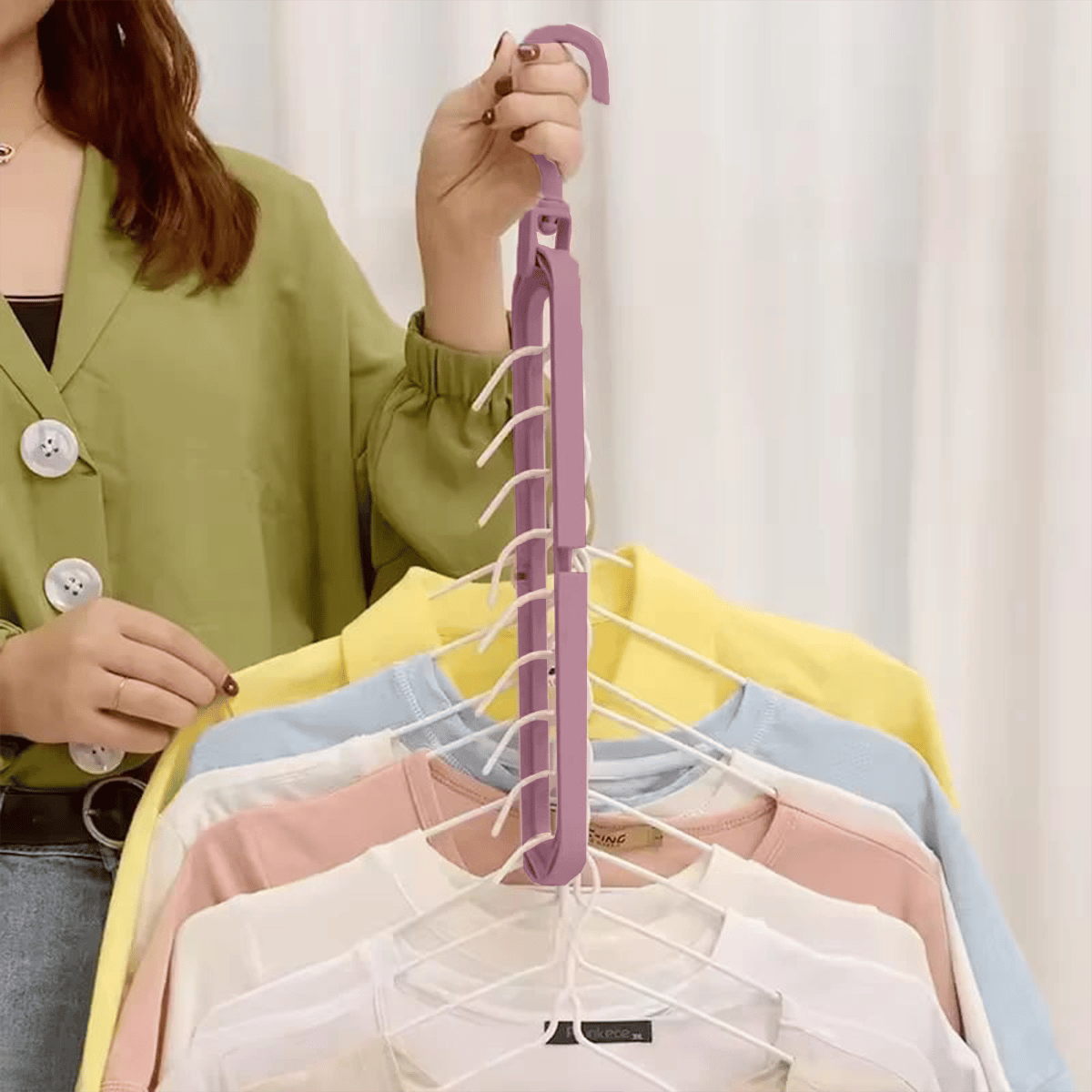 🔥👚 Multifunctional clothes drying rack with a nine-hole design—freeing up to 85% of your wardrobe space!