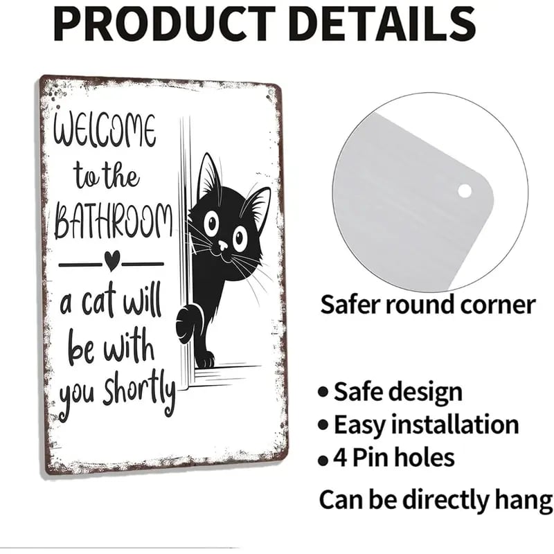 🔥Last day 49% off – Vintage black and white cat wall art