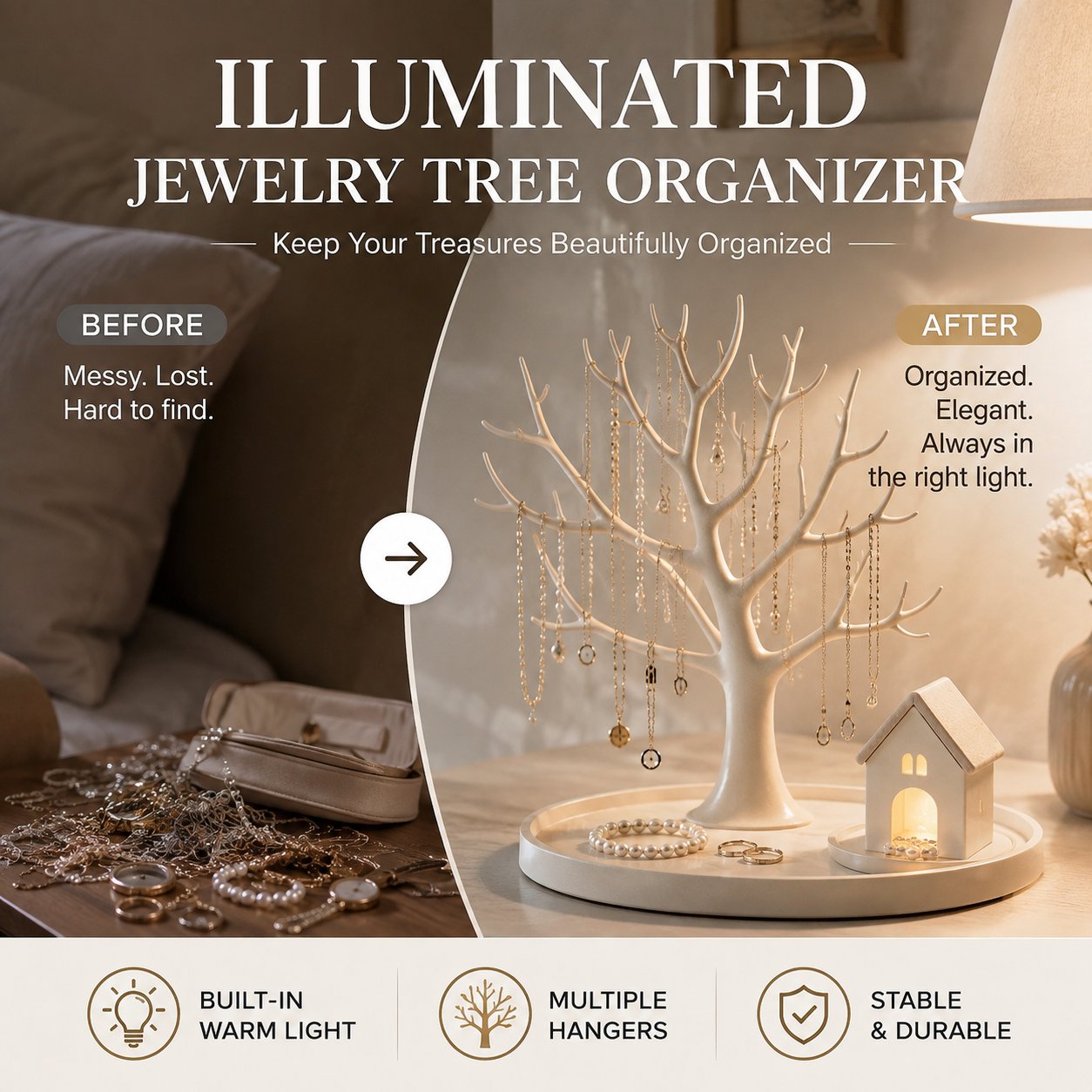 🎄Illuminated jewelry tree organizer