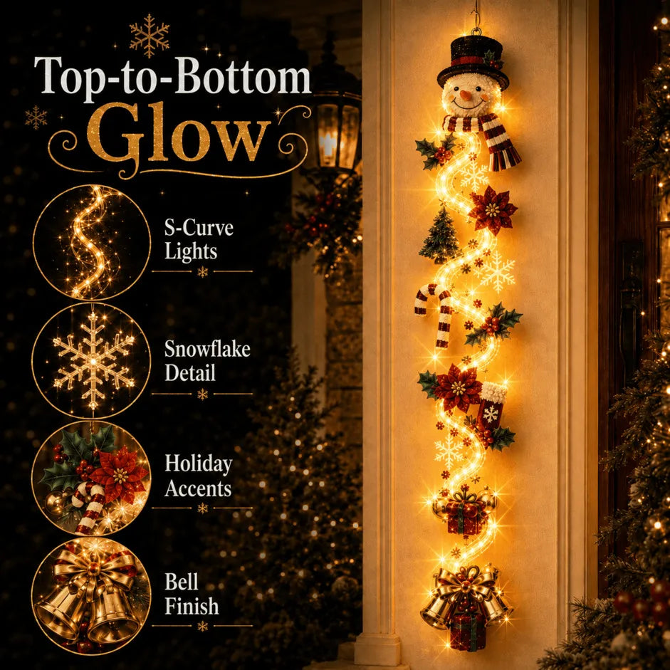 ⏳ Last Day 49% OFF – 🎄MerryCascade™ Glowing Christmas Door Hanger | 6 Festive Light Designs✨