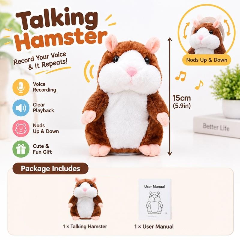 🐹 Talking hamster plush toy – repeats everything you say and shakes its head 🎁