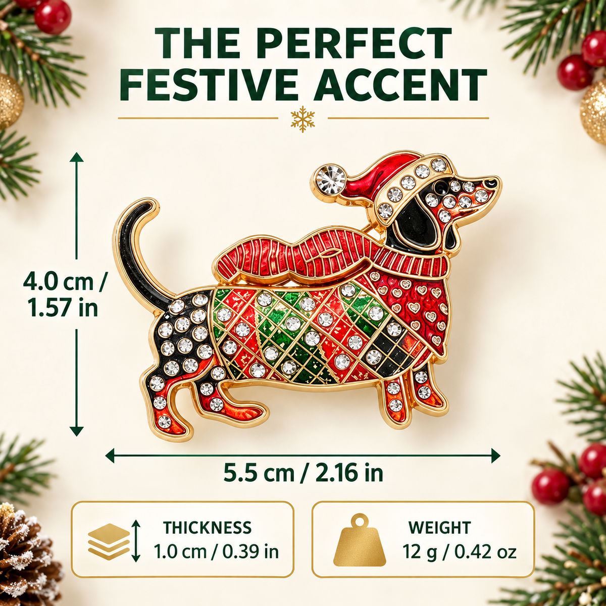 🐾🎄Limited Edition Dachshund Brooch