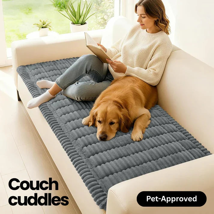 Plush Quilted Non-Slip Sofa Protector Cover for Pets