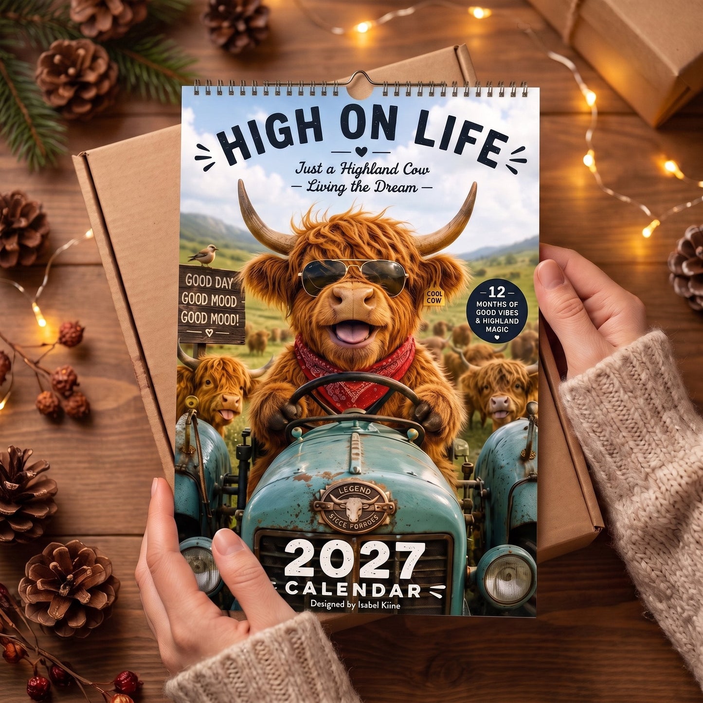 🐮2027 Funny Highland Cow Wall Calendar A4 Hanging Calendar