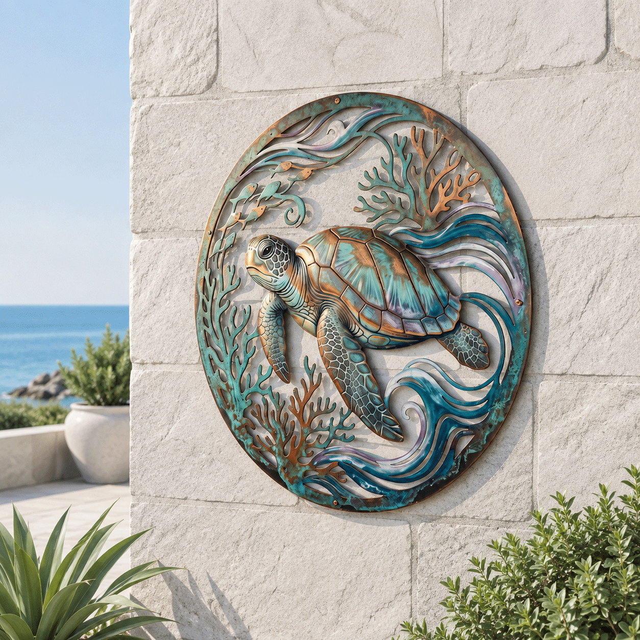 🌅 Golden Harbour Lighthouse Mural – Vintage Coastal-Style Metal Wall Decoration⚓