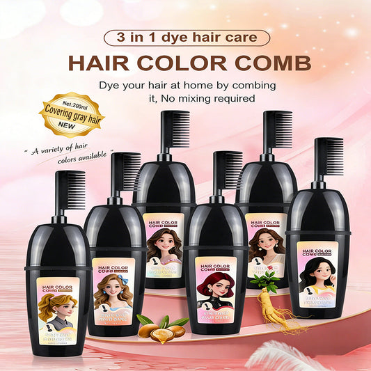 🧴3-in-1 herbal hair coloring comb | Easy hair coloring at home with built-in brush