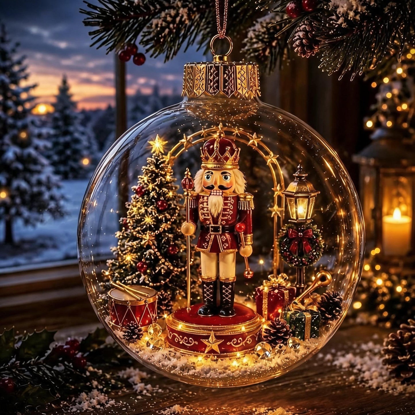 🎄Gloeiende kerstdiorama-kerstbal – Een kleine winterwereld in je handen