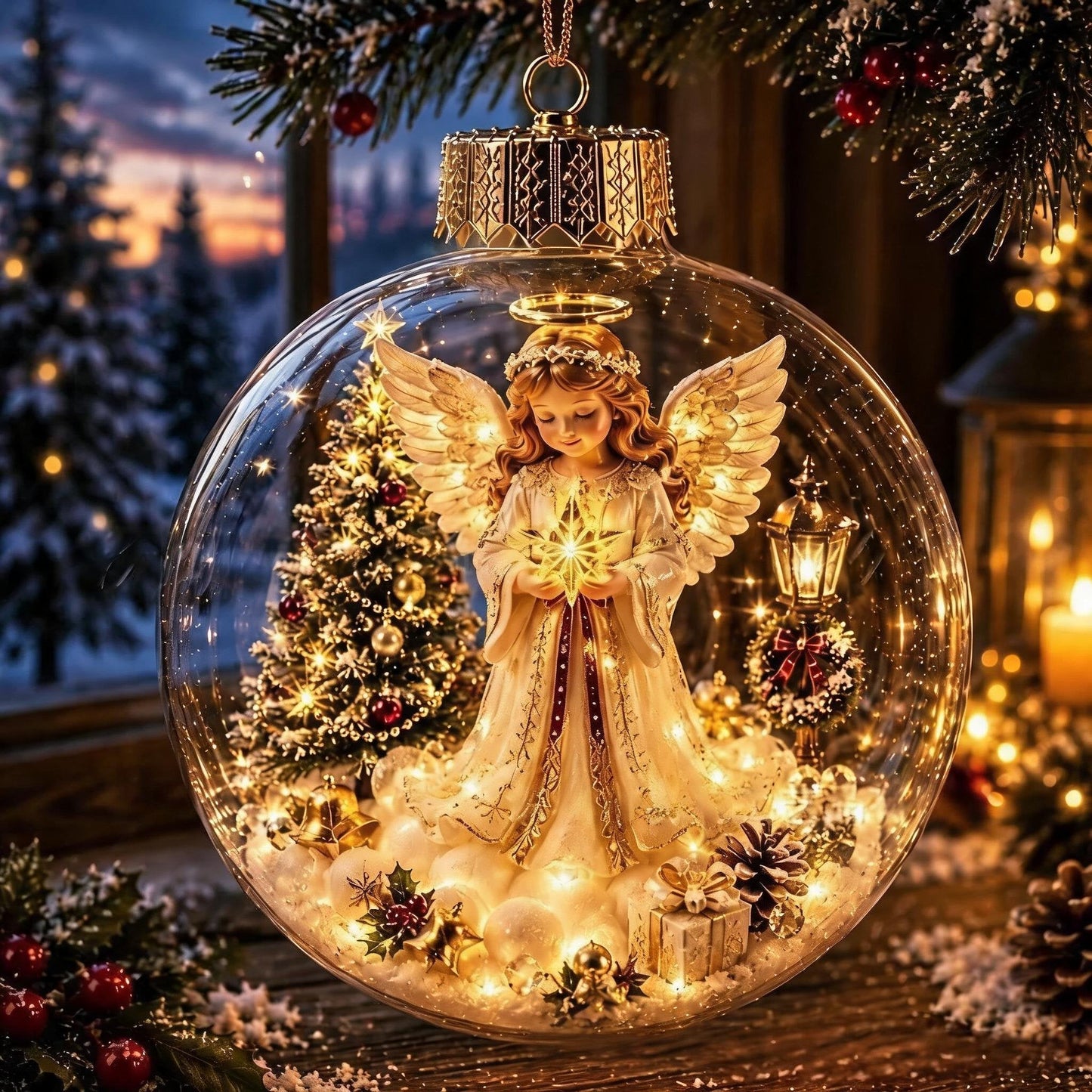 🎄Gloeiende kerstdiorama-kerstbal – Een kleine winterwereld in je handen