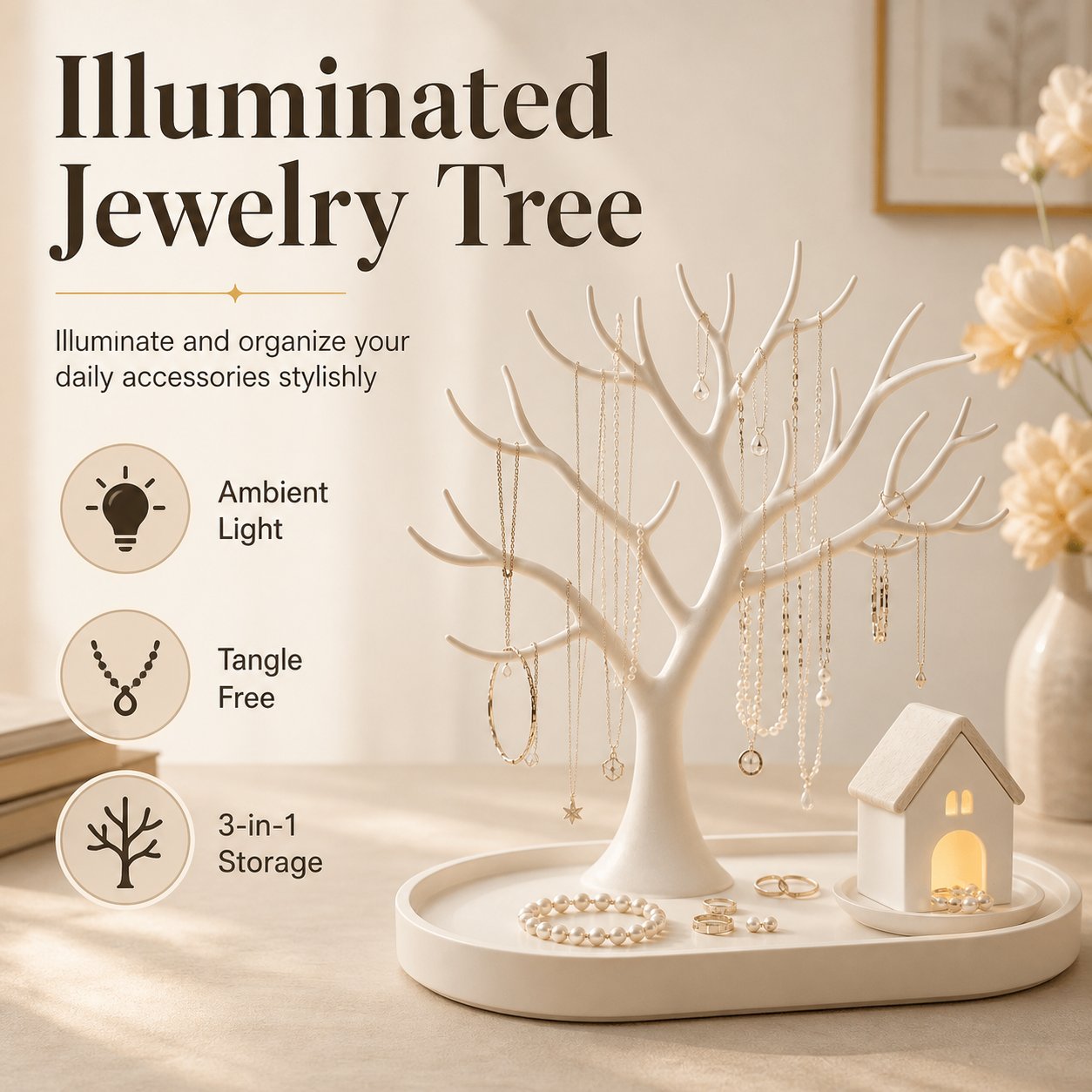 🎄Illuminated jewelry tree organizer