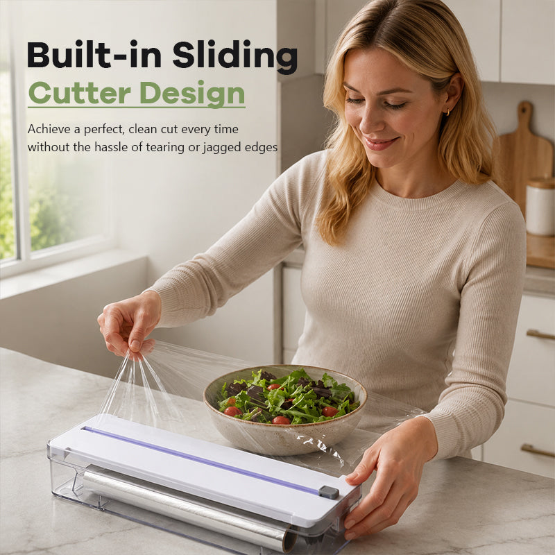 Kitchen Aluminum Foil Paper Plastic Wrap Storage Cutting Box 🍳