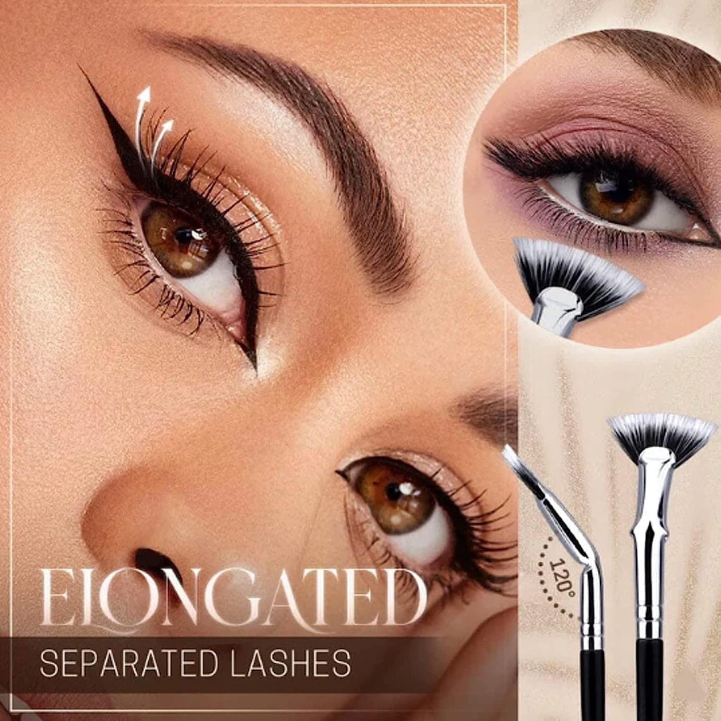 Foldable angled eyelash brush