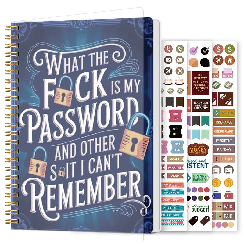 ⏰Sale last 4 hours: Save 49% - 📅Funny password notebook - Spiral bound with lock icons and fun security phrases✍️