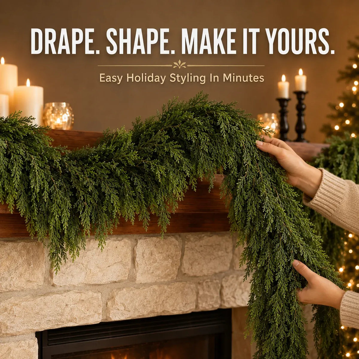 🎄 Realistic-Touch Cedar Garland — Lush Greenery for Christmas Decor