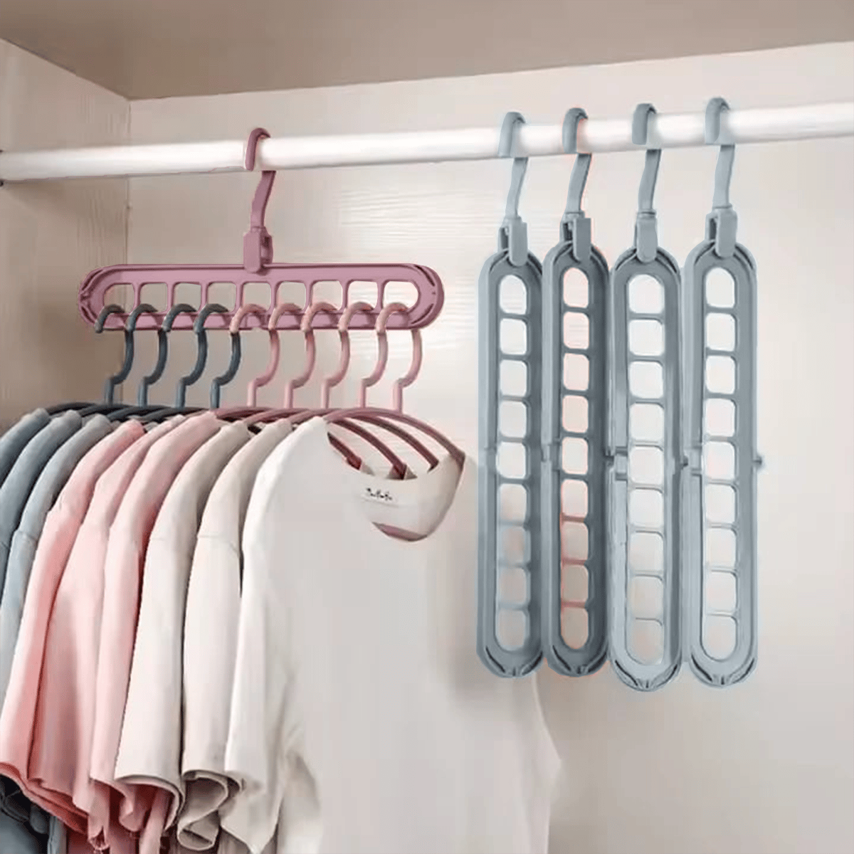 🔥👚 Multifunctional clothes drying rack with a nine-hole design—freeing up to 85% of your wardrobe space!