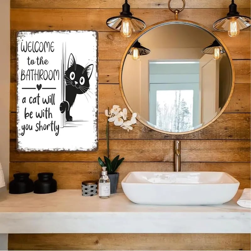 🔥Last day 49% off – Vintage black and white cat wall art