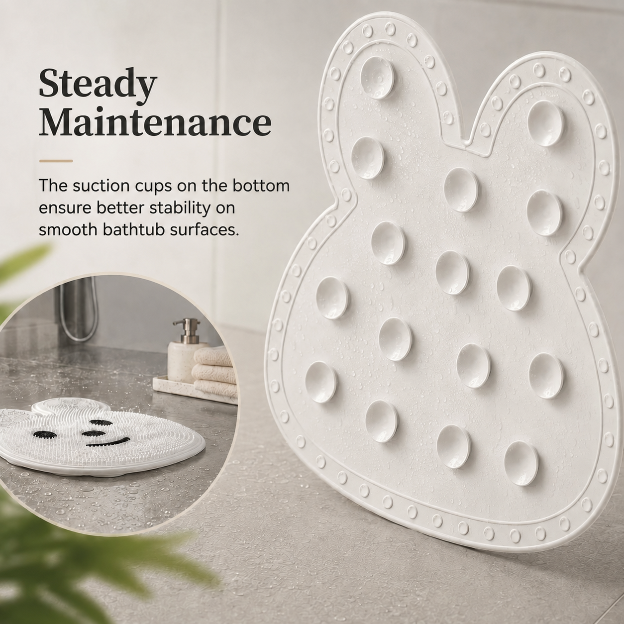 Foot cleaning and massage mat with suction cups – Soft shower mat for foot cleansing