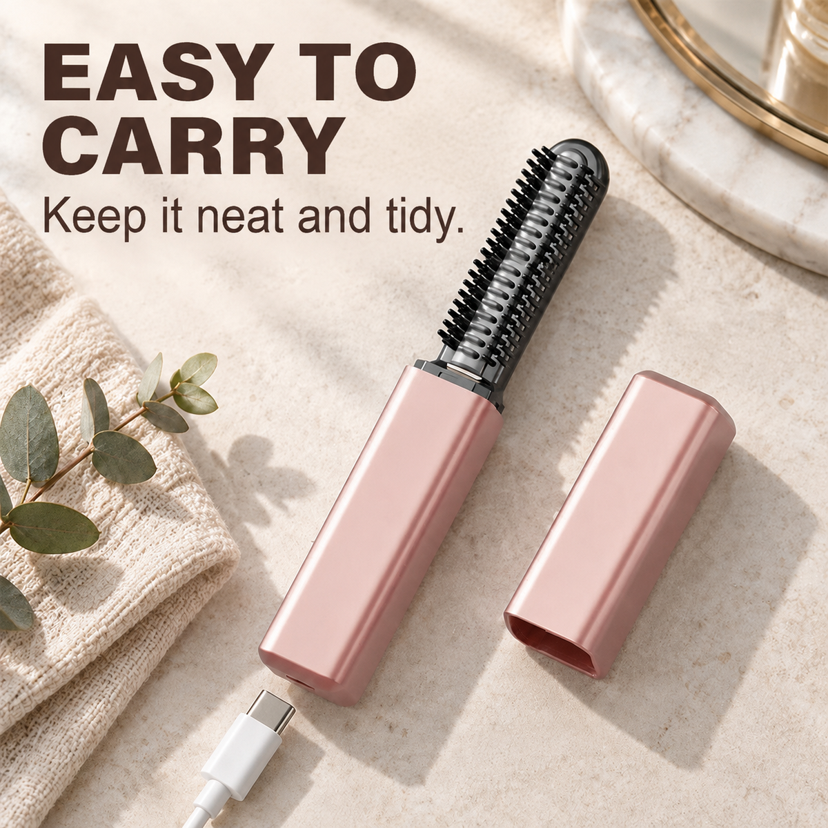 💇 Compact Wireless Hot Comb – Handy Bang Styling Companion!