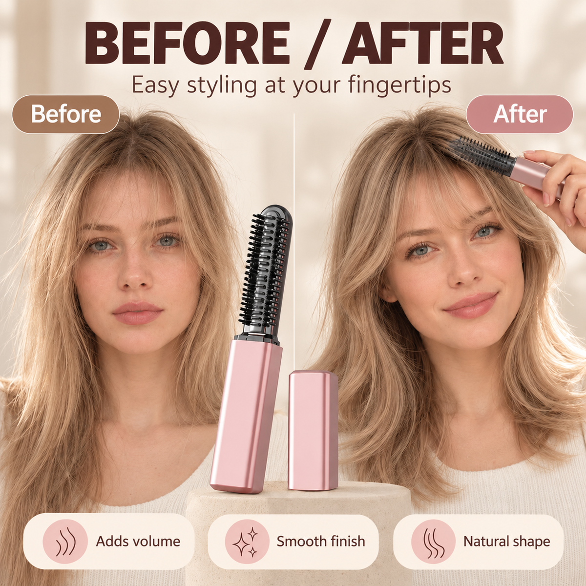💇 Compact Wireless Hot Comb – Handy Bang Styling Companion!
