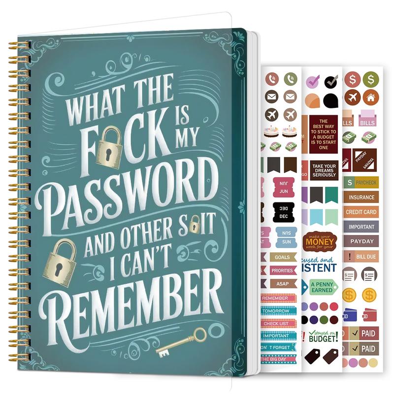⏰Sale last 4 hours: Save 49% - 📅Funny password notebook - Spiral bound with lock icons and fun security phrases✍️