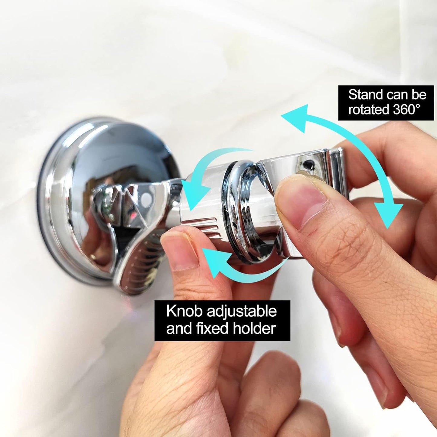 Adjustable shower head holder - Detachable shower head holder with suction cup - Drill-free shower head holder