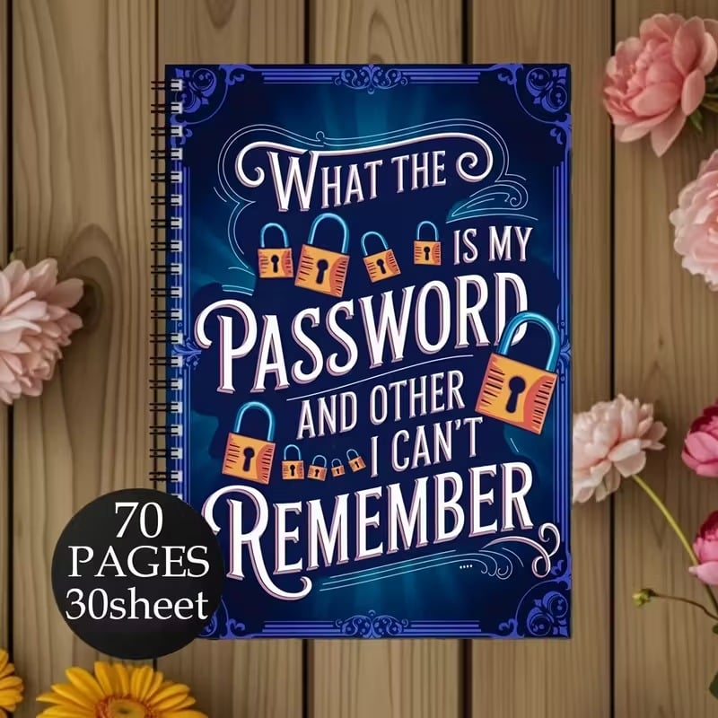 ⏰Sale last 4 hours: Save 49% - 📅Funny password notebook - Spiral bound with lock icons and fun security phrases✍️