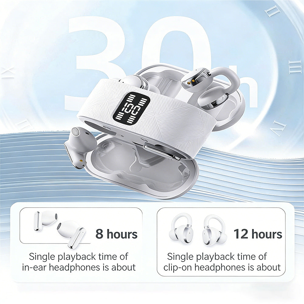 2-in-1 Bluetooth headphones with earhook and earbuds | 30 hours of playtime