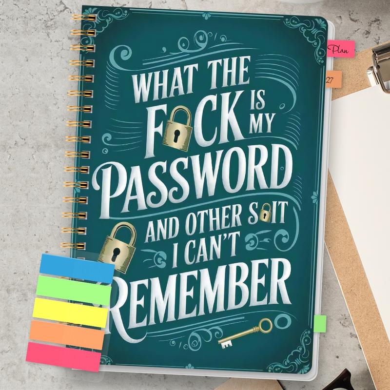 ⏰Sale last 4 hours: Save 49% - 📅Funny password notebook - Spiral bound with lock icons and fun security phrases✍️