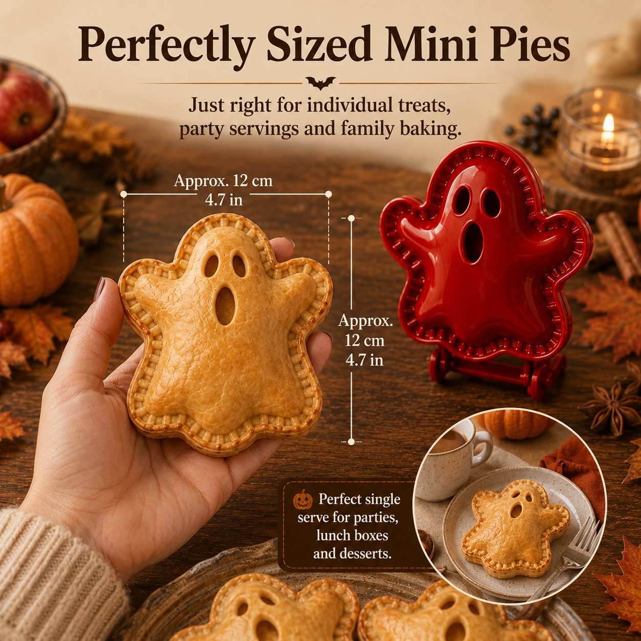 🎃 Halloween Mini Pie Mold Set – 8 Spooky Designs for Easy Festive Baking