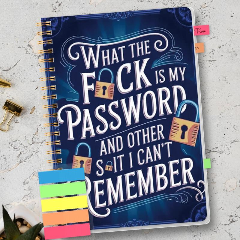 ⏰Sale last 4 hours: Save 49% - 📅Funny password notebook - Spiral bound with lock icons and fun security phrases✍️