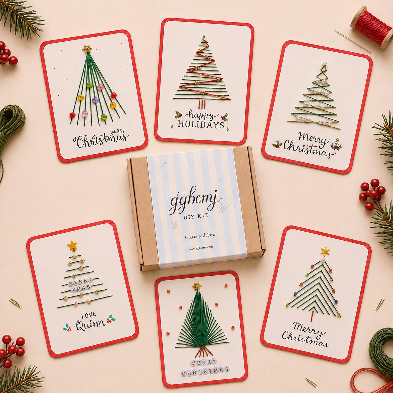🎄🧵 DIY set for a Christmas card with string art