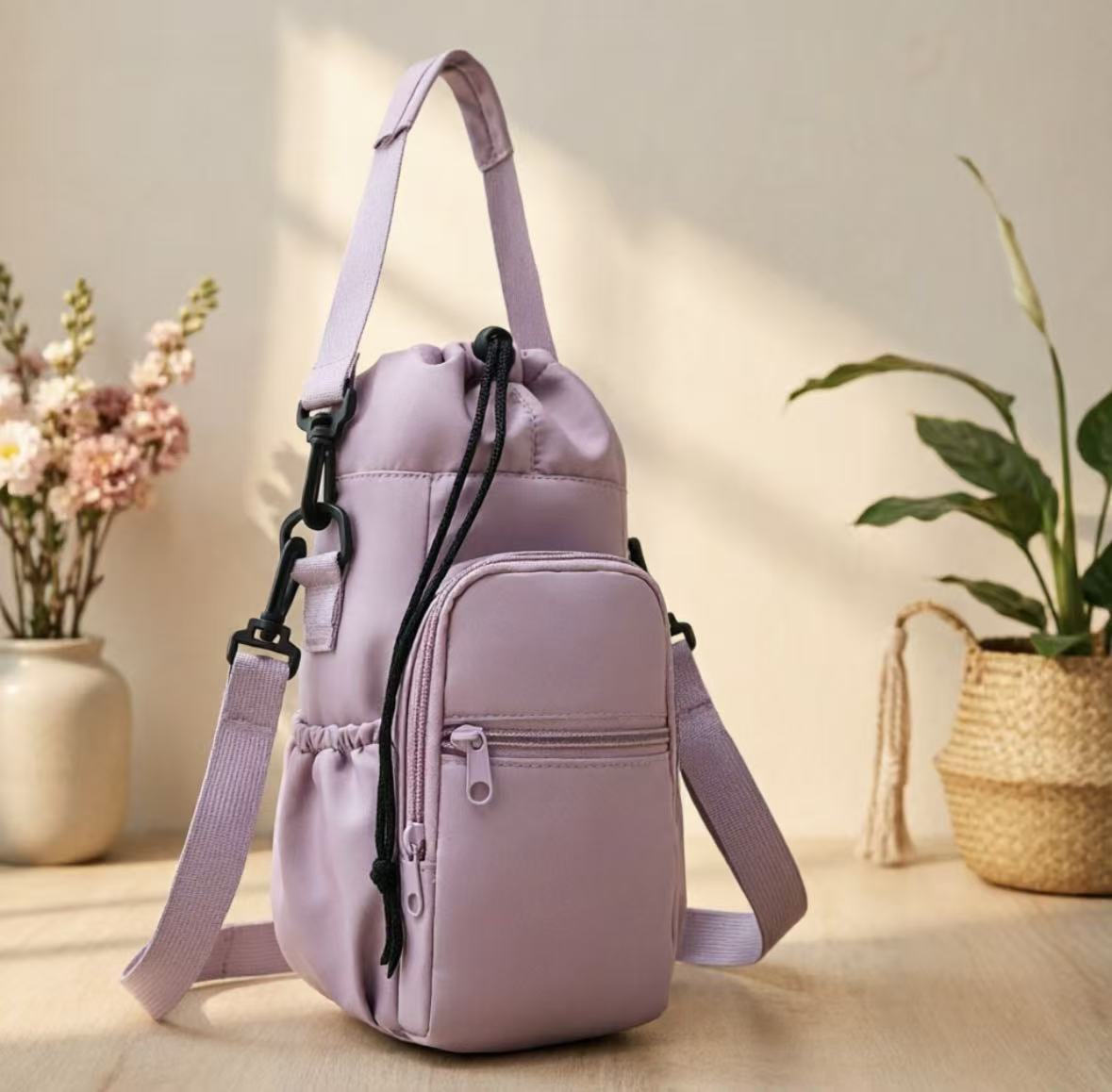 ✨Durable and waterproof💦Bottle holder sling bag with mobile phone pocket - shoulder bag with crossbody strap