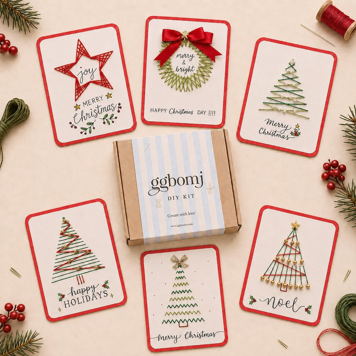 🎄🧵 DIY set for a Christmas card with string art